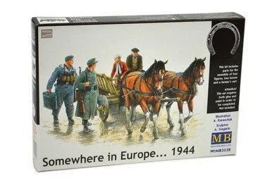 1/35 Master Box Somewhere in Europe 1944 (4 Figures 2 Horses & Cart) Plastic Model Kit - Master Box LTD