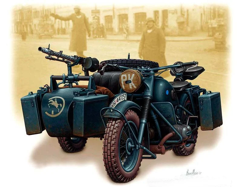 1/35 Master Box - WWII German Motorcycle with Sidecar 3528