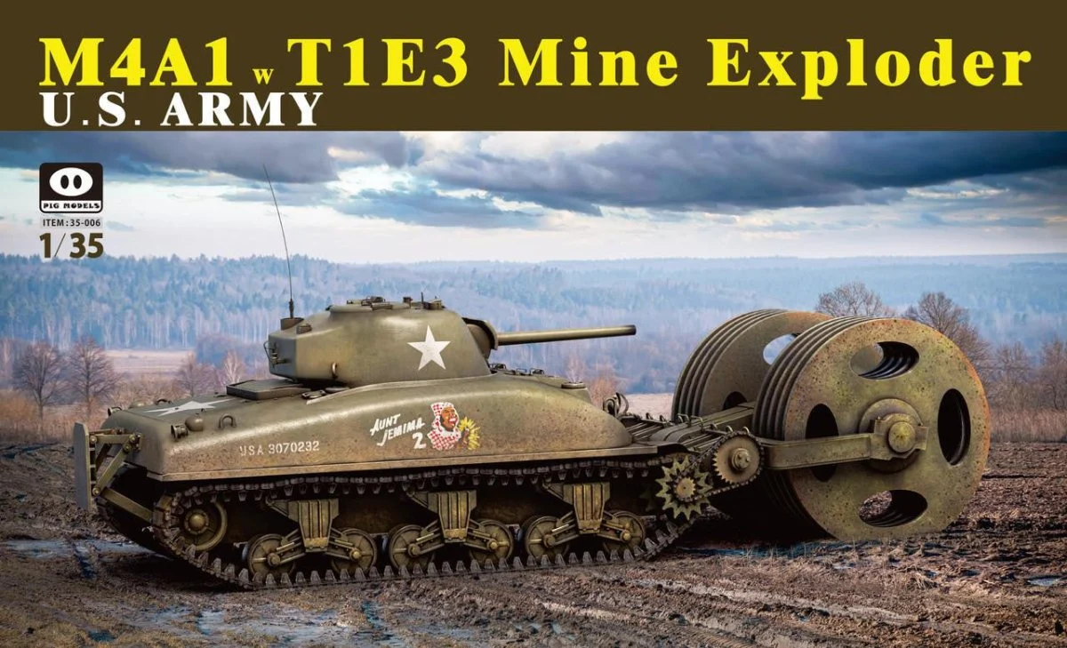 1/35 Pig Models M4A1 Sherman w/ T1E3 US Army Mine Exploder Plastic Model kit
