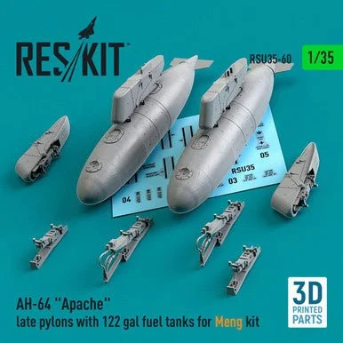 1/35 Reskit AH-64 Apache late pylons with 122 gal fuel tanks for Meng kit