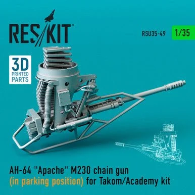 1/35 Reskit AH-64 Apache M230 chain gun (in parking position) for Takom/Academy kit (3D printing)