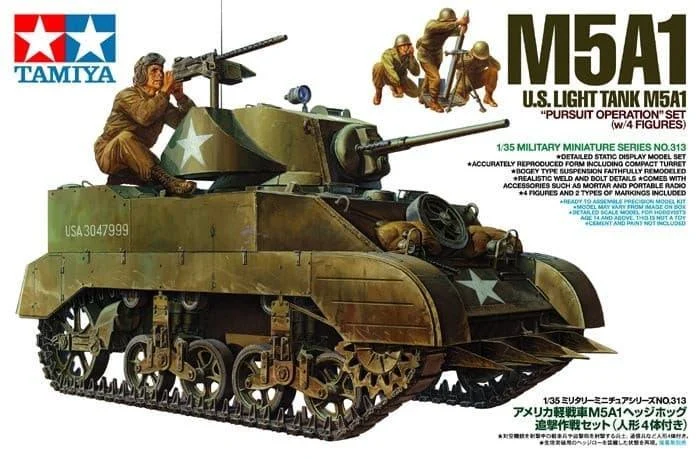 1/35 Tamiya US Light Tank M5A1 "Pursuit Operation" w/4 Figures 35313