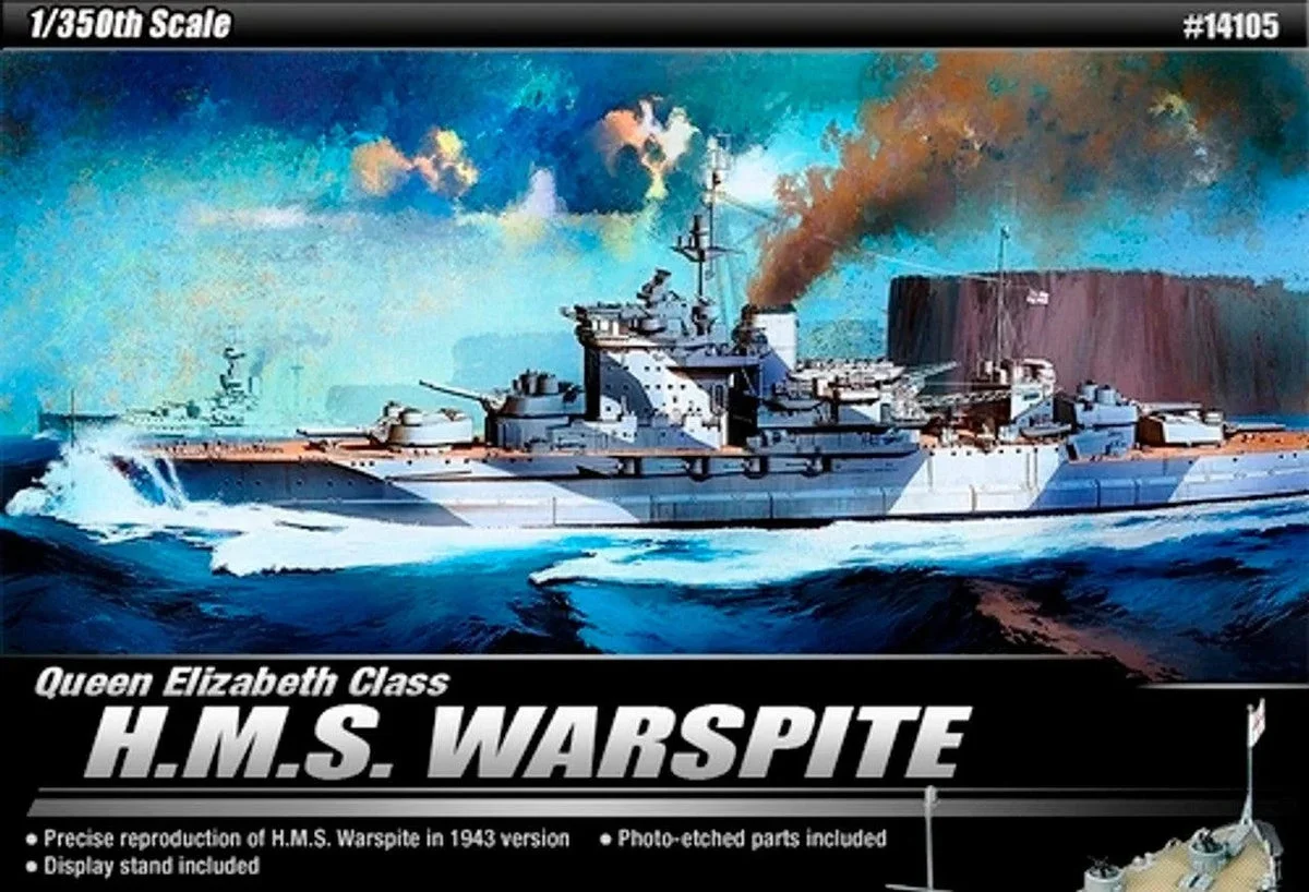 1/350 Academy HMS Warspite Queen Elizabeth Class 14105 - Academy Models
