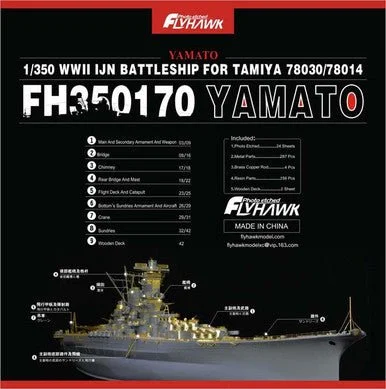 1/350 Flyhawk Photo Etch WWII IJN Battleship Yamato (For Tamiya 78030/78014 ) - Flyhawk Models