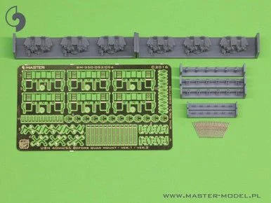 1/350 Master Model USN 40 mm/56 Bofors quadruple mount ver.1 / with Mk-51 director - (resin PE and turned parts) - (6pcs)
