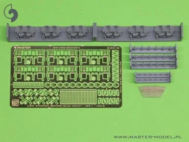 1/350 Master Model USN 40 mm/56 Bofors quadruple mount ver.2 / with Mk-51 director - (resin PE and turned parts) - (6pcs)
