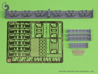 1/350 Master Model USN 40 mm/56 Bofors quadruple mount ver.3 / with Mk-51 director - (resin PE and turned parts) - (6pcs)