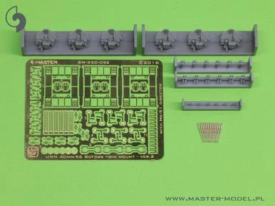 1/350 Master Model USN 40 mm/56 Bofors twin mount ver.2 / with Mk-51 director - (resin PE and turned parts) - (6pcs)