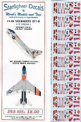 1/350 Starfighter Decals - A7E Corsair II VA86 Sidewinders 1977-81 & Iranian Hostage Rescue Mission