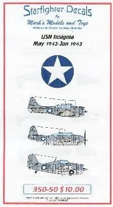1/350 Starfighter Decals - USN Insignia May 1942 to June 1943 for Merit Kit