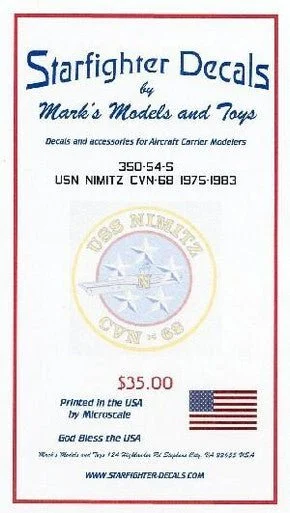 1/350 Starfighter Decals - USS Nimitz CVN68 1975-83 Deck Markings for Trumpeter Kit
