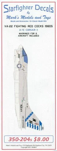 1/350 Starfighter Decals - VA-22 Fighting Redcocks CVW-11 1980s High Viz