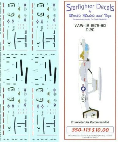 1/350 Starfighter Decals - VAW-112 Golden Hawks Air Wing 8 1979-1980
