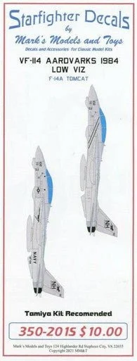 1/350 Starfighter Decals - VF-114 Aardvarks CVW-11 1980s Low Viz F14 Tomcat