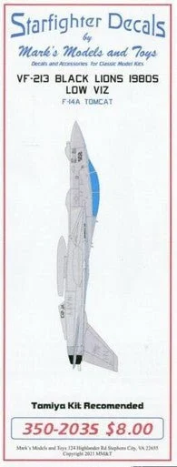 1/350 Starfighter Decals - VF213 Black Lions 1980s Low Viz F14 Tomcat