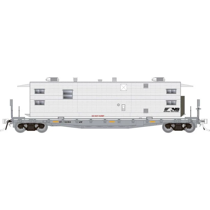 Rapido HO Norfolk Southern MOW F30A 50ft Flat Car w/Camp Van Sleeper RD#62756 - RAP138105A