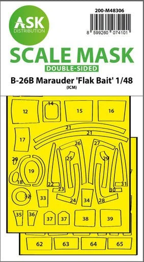 1/48 Artscale B-26B Marauder "Flak Bait" double-sided express fit mask for ICM