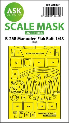 1/48 Artscale B-26B Marauder "Flak Bait" one-sided express fit mask for ICM