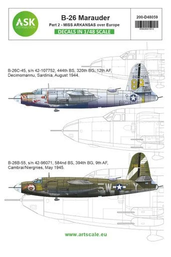1/48 Artscale B-26B Marauder part 2 - Over Europe, Miss Arkansas - Mediterranean area and D-Day ISH-TAK- HA-BA