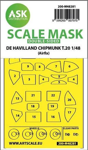 1/48 Artscale De Havilland Chipmunk T.20 double-sided express fit mask for Airfix