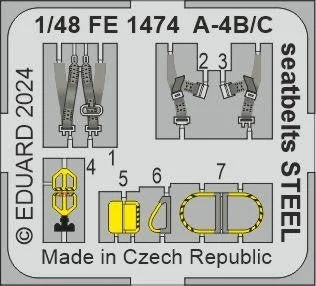 1/48 Eduard A-4B/C seatbelts STEEL Zoom set for HASEGAWA