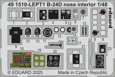 1/48 Eduard B-24D nose interior Photo etched set for HOBBY BOSS kit