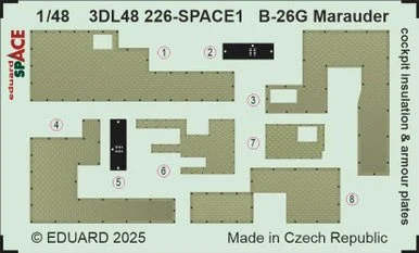 1/48 Eduard B-26G Marauder cockpit insulation & armour plates SPACE SPACE for ICM kit