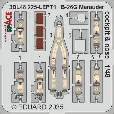 1/48 Eduard B-26G Marauder cockpit & nose SPACE SPACE for ICM kit