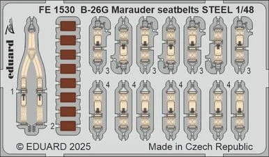 1/48 Eduard B-26G Marauder seatbelts STEEL Zoom set for ICM kit