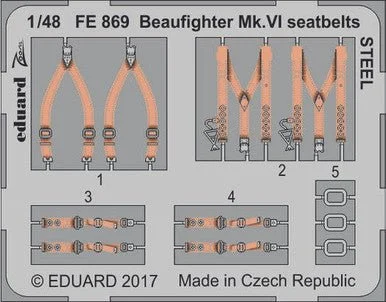 1/48 Eduard Beaufighter Mk.VI seatbelts Steel for Tamiya