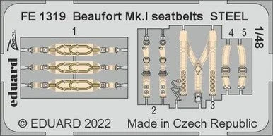 1/48 Eduard Beaufort Mk.I seatbelts Steel for ICM