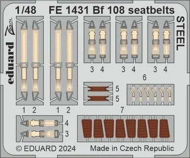 1/48 Eduard Bf 108 seatbelts STEEL for EDUARD