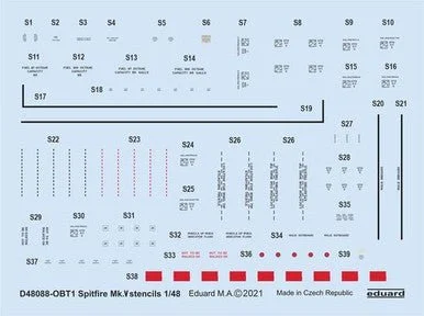 1/48 Eduard Decal Spitfire Mk.V stencils for Eduard