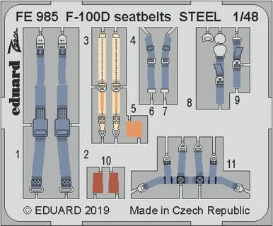1/48 Eduard F-100D seatbelts STEEL Photo Etch for Trumpeter