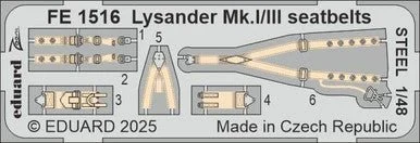 1/48 Eduard Lysander Mk.I/III seatbelts STEEL Zoom set for AIRFIX kit
