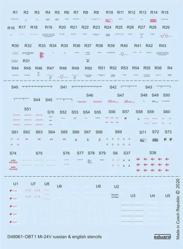 1/48 Eduard Mi-24V stencils Russian & English for ZVEZDA