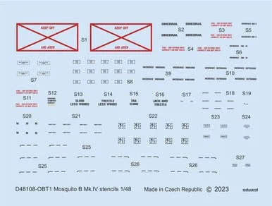 1/48 Eduard Mosquito B Mk.IV stencils for TAMIYA/REVELL
