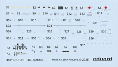 1/48 Eduard P-40E stencils DECAL48 for EDUARD kit