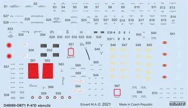 1/48 Eduard P-47D stencils for EDUARD/TAMIYA/ACADEMY/HASEGAWA/HOBBY BOSS