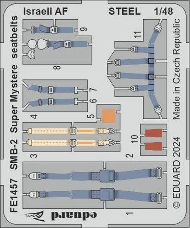 1/48 Eduard SMB-2 Super Mystere seatbelts Israeli AF STEEL for SPECIAL HOBBY