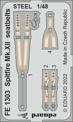 1/48 Eduard Spitfire Mk.XII seatbelts Steel for Airfix