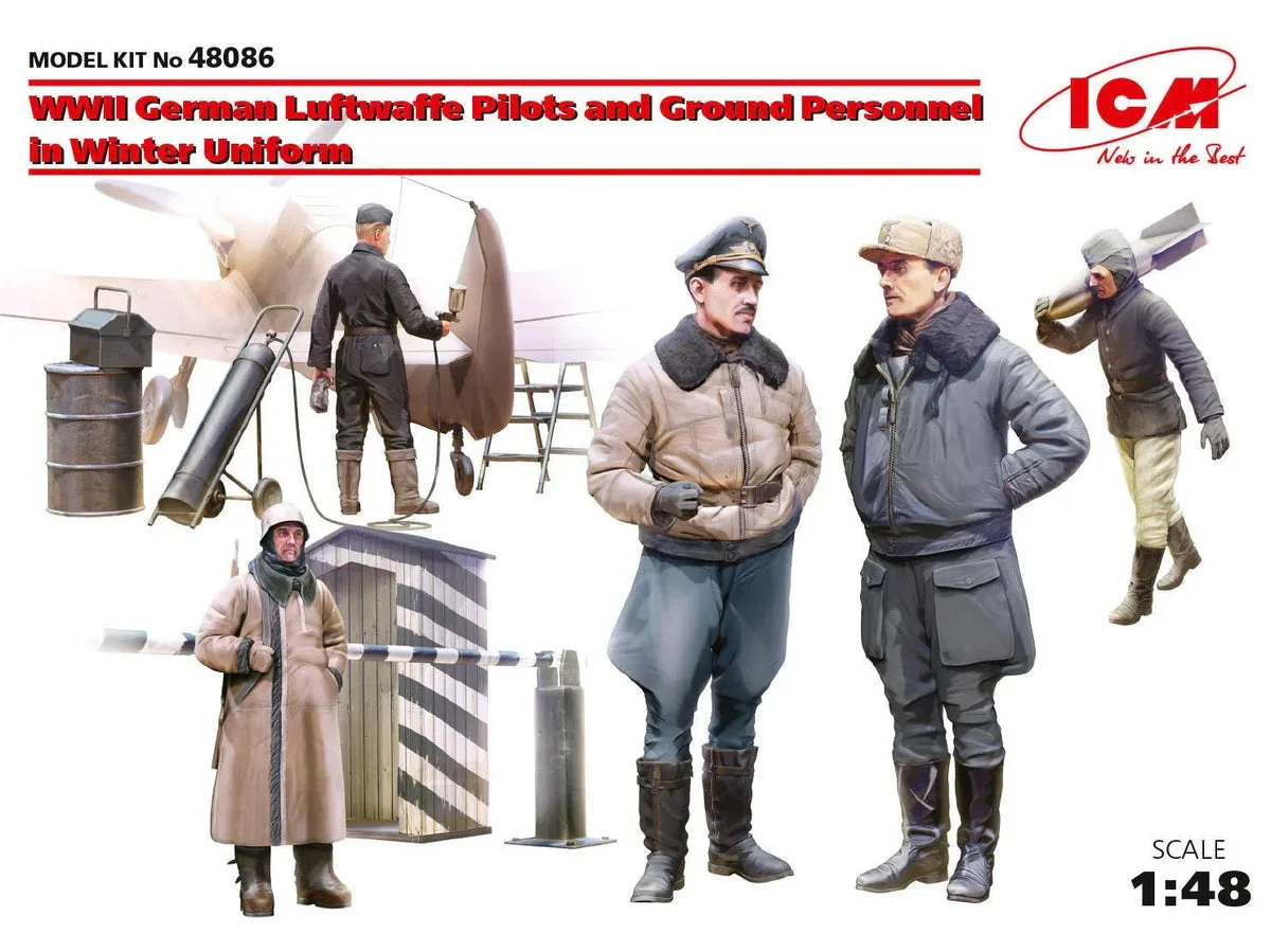 1/48 ICM WWII German Luftwaffe Pilots & Ground Personnel in Winter Uniform 48086