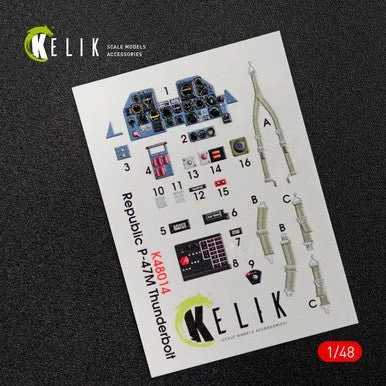 1/48 Kelik P-47M Thunderbolt interior 3D decals for Tamiya kit