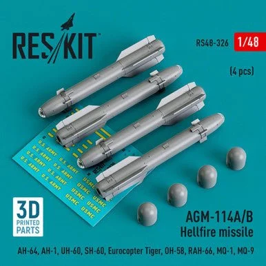 1/48 Reskit AGM-114A/B Hellfire missiles (4 pcs) (AH-64, AH-1, UH-60, SH-60, Eurocopter Tiger,