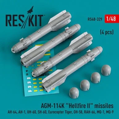1/48 Reskit AGM-114K Hellfire II missiles (4 pcs) (AH-64, AH-1, UH-60, SH-60, Eurocopter Tiger,