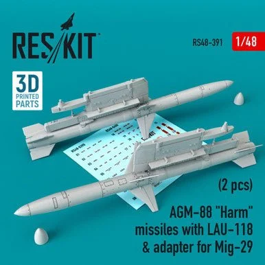1/48 Reskit AGM-88 Harm missiles with LAU-118 & adapter for Mig-29 (2 pcs)