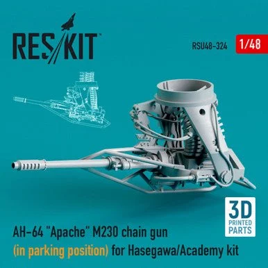 1/48 Reskit AH-64 Apache M230 chain gun (in parking position) for Hasegawa/Academy kit (3D printing)