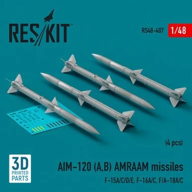 1/48 Reskit AIM-120 (A,B) AMRAAM missiles (4 pcs) (3d Printed) (1/48)