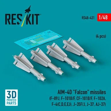 1/48 Reskit AIM-4D Falcon missiles (4 pcs) (RS48-0431)