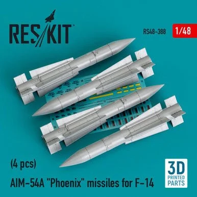 1/48 Reskit AIM-54A Phoenix missiles for F-14 (4pcs) (3D Printed)